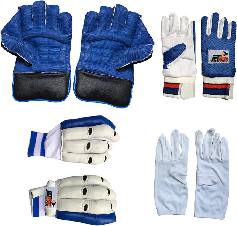 JetFire Regular Wicket Keeping Gloves & Basic Batting Gloves With Inner Gloves Combo Wicket Keeping Gloves(Blue)