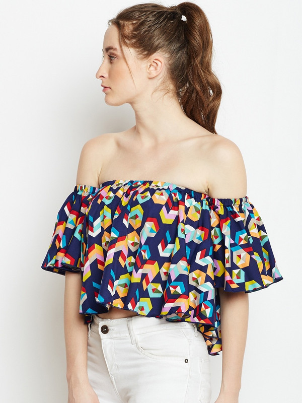 oddish company Casual Half Sleeve Printed Women Multicolor Top