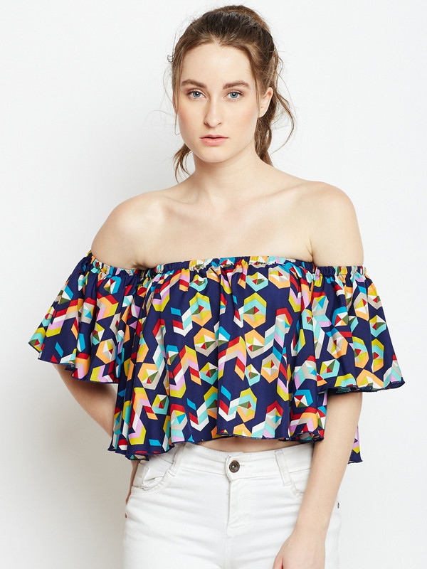 oddish company Casual Half Sleeve Printed Women Multicolor Top