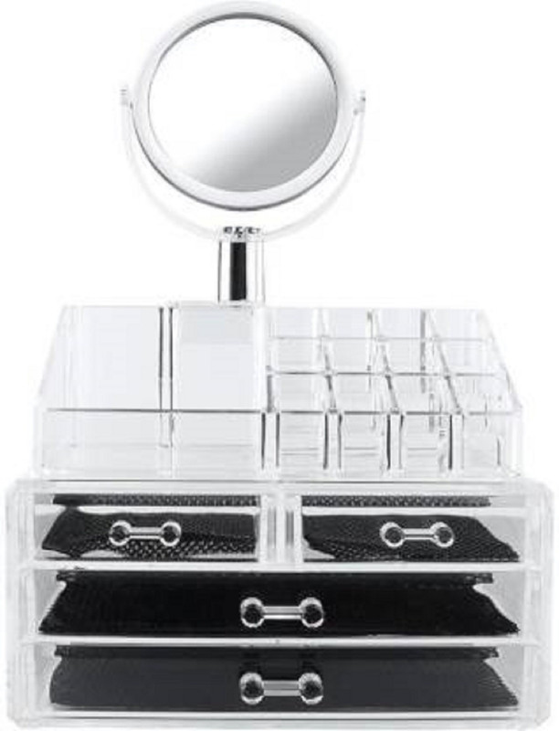 maruti 3 Drawer Acrylic Organiser Acrylic Jewellry Cosmetic and Makeup Organizer|Transparent Vanity Box(White)