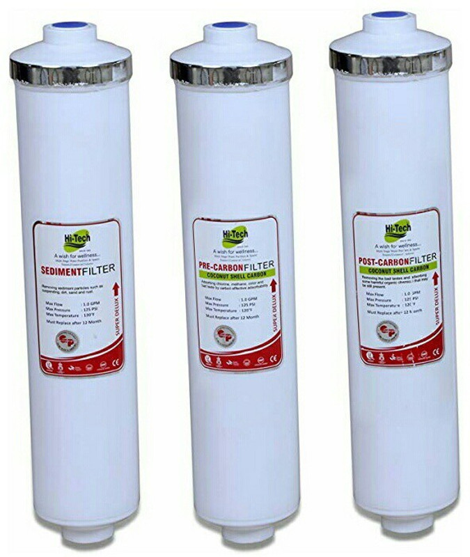 HI-TECH RO Inline Filter Sediment Solid Filter Cartridge(0.001, Pack of 3)