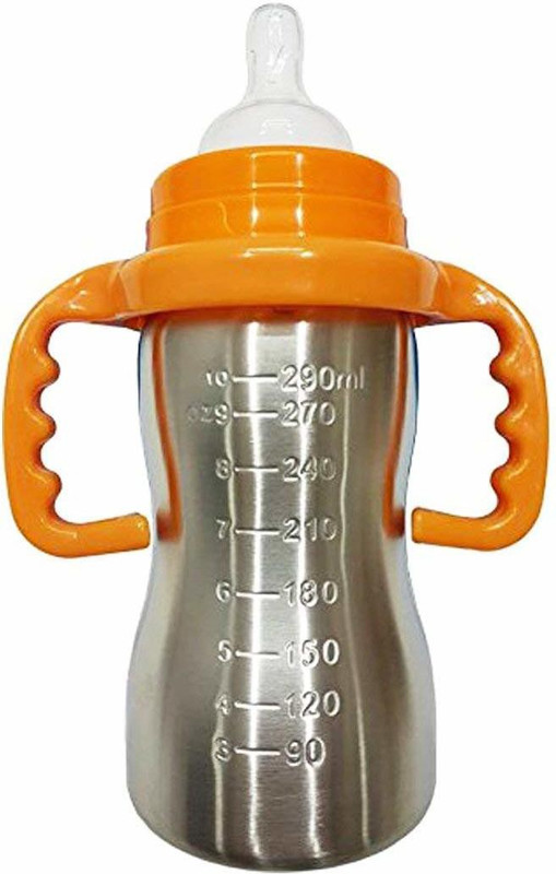 little whiskey Little Angle Baby Feeding Bottle in Stainless Steel with Thermal Insulation 0-2 Years - 290 ml (Orange) - 290 ml(Orange)