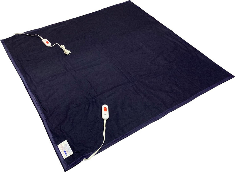 warmzzz Solid Double Electric Blanket(Woollen Blend, Blue)