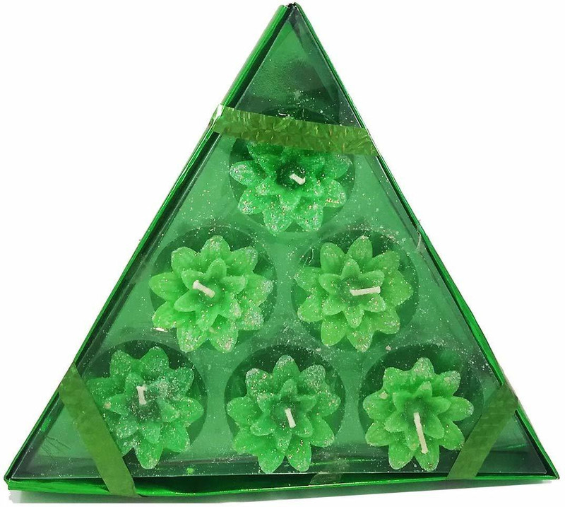 eweft Floating Lilli Multi Color Floating Fancy Cosmos Wax Diyas Candles for Home Decorations, Diwali, Festivals, Corporate(6 Pcs) (Green) Candle(Green, Pack of 6)