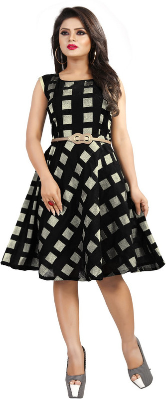 new ethnic fashion Women Fit and Flare Black Dress