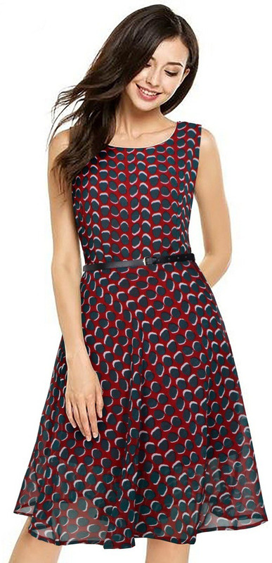 krupa fashion Women Skater Maroon Dress