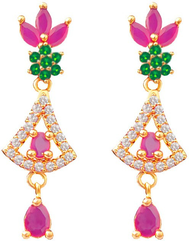 oh wow american diamond women earrings Diamond Copper Drops & Danglers