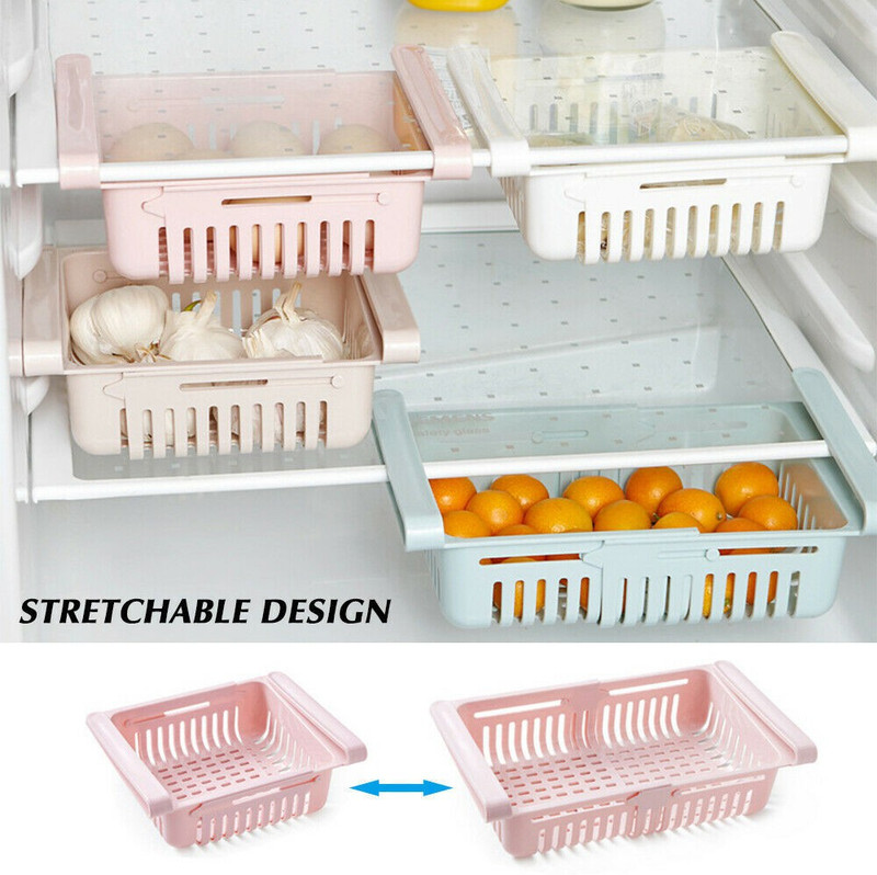 Bluewhale New 4 Pcs Adjustable Fridge Storage Rack Expandable Fridge Storage Rack Fridge Door Shelf