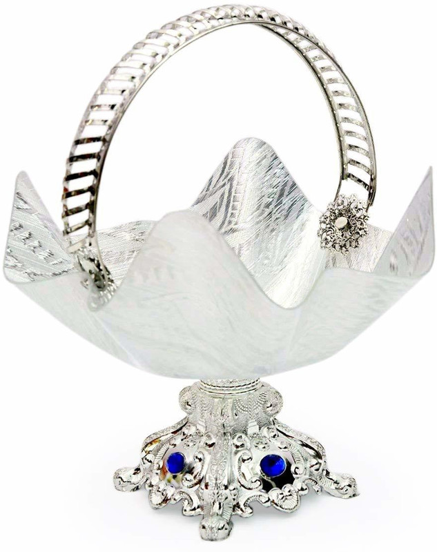 nilkanth Stylish Acrylic Candy and Fruit Plate Nut Dish Tableware Festival Decoration(Silver) Plastic Fruit & Vegetable Basket(Multicolor)