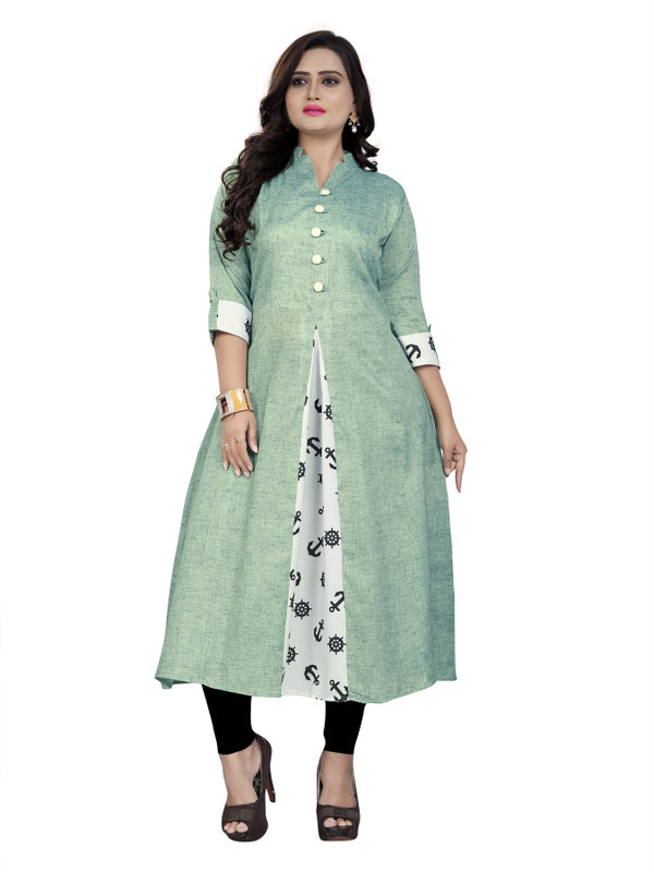 amar tex Casual Printed Women Kurti(Light Green)