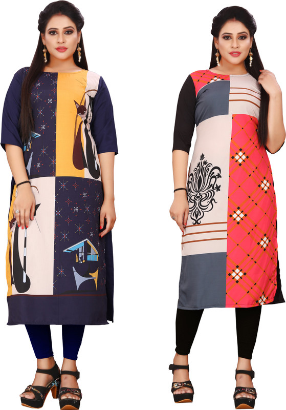 shivdarshan creation Festive & Party Printed Women Kurti(Pack of 2, Multicolor)