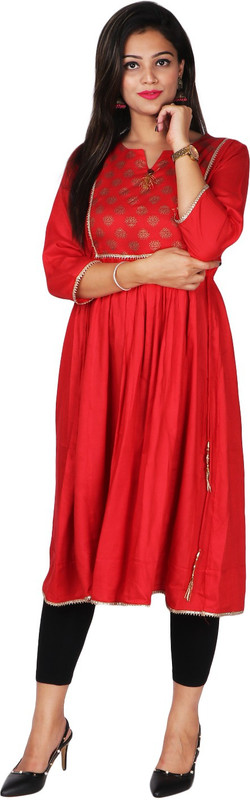 bstone Festive & Party Printed Women Kurti(Red)