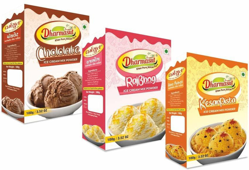 dharmasut Chocolate + Rajbhog + Kesar Pista Ice Cream Powder 300 g(Pack of 3)