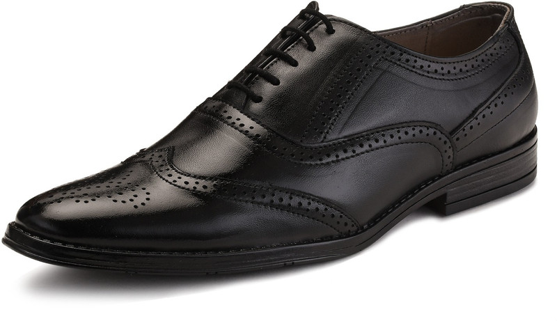 Louis Stitch Comfortable Brogue Shoes Jet Black Wingtip Brogue