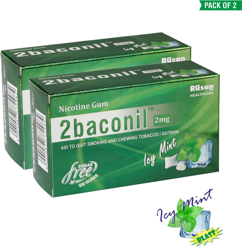 2baconil 2MG Nicotine Gum for Quit Smoking-100 GUMS 16 hour patch Smoking Patch(Pack of 100)