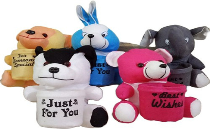 lavya Soft Toy Attractive Pen Stand Holder Adorable Gift for Kids Birthday, Set of - 5  - 15 cm(Multicolor)