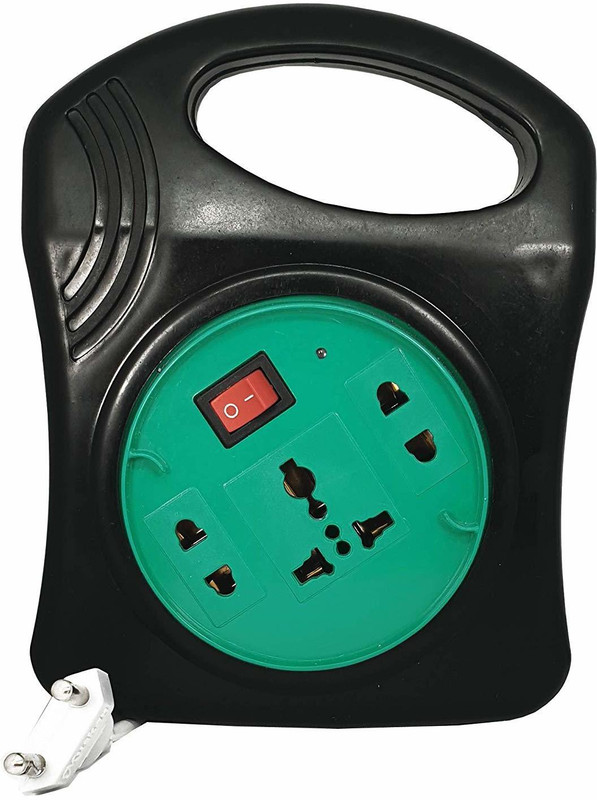 ambert AMBERT| 3+1 round extension board 3.5m cable universal socket 3 Socket Surge Protector(Black)