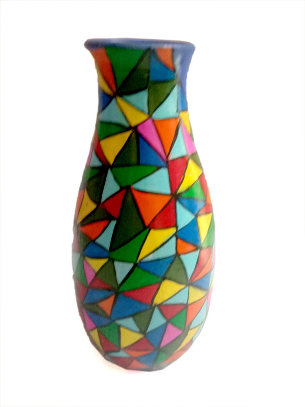 evonica Evonica Hand painted Decorative Terracotta clay Flower Vase for Home Decoration Handicraft Showpiece Terracotta Vase(8 inch, Multicolor)