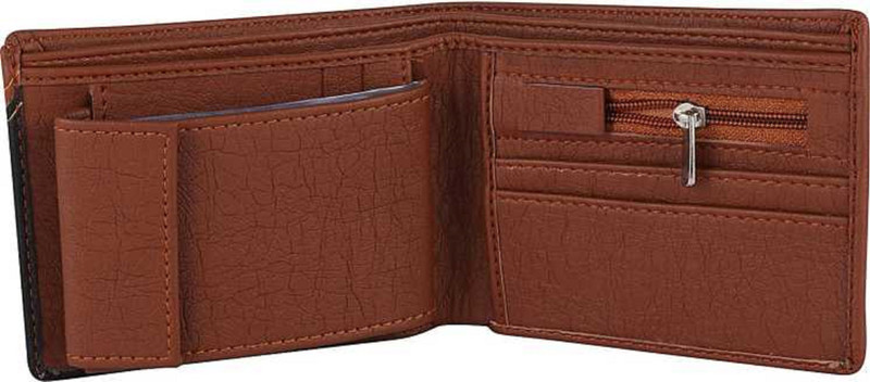 yoze Men Tan Artificial Leather Wallet(9 Card Slots)