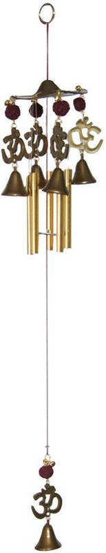 shanol c shanol vastu wind chime, feng shui Wind Chime & Om Rudraksh 5 Pipes aluminium 4 bell wind chime 5 rudraksh for home, bed room ,balcony, kitchen decoration wind chime its good for possitive energy and feng shui item Aluminium, Plastic Windchime(22 inch, Brown)