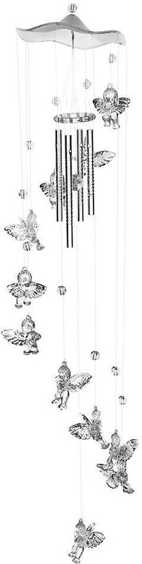 shanol shanol lovely silver Wind Chimes for Home Balcony Positive Energy Good Sound Angel Cupid Yard Garden Hanging Decor, aluminium and plastick Windchime  (30 inch, silver colour ) pack of 1 Aluminium, Plastic Windchime(30 inch, Silver)