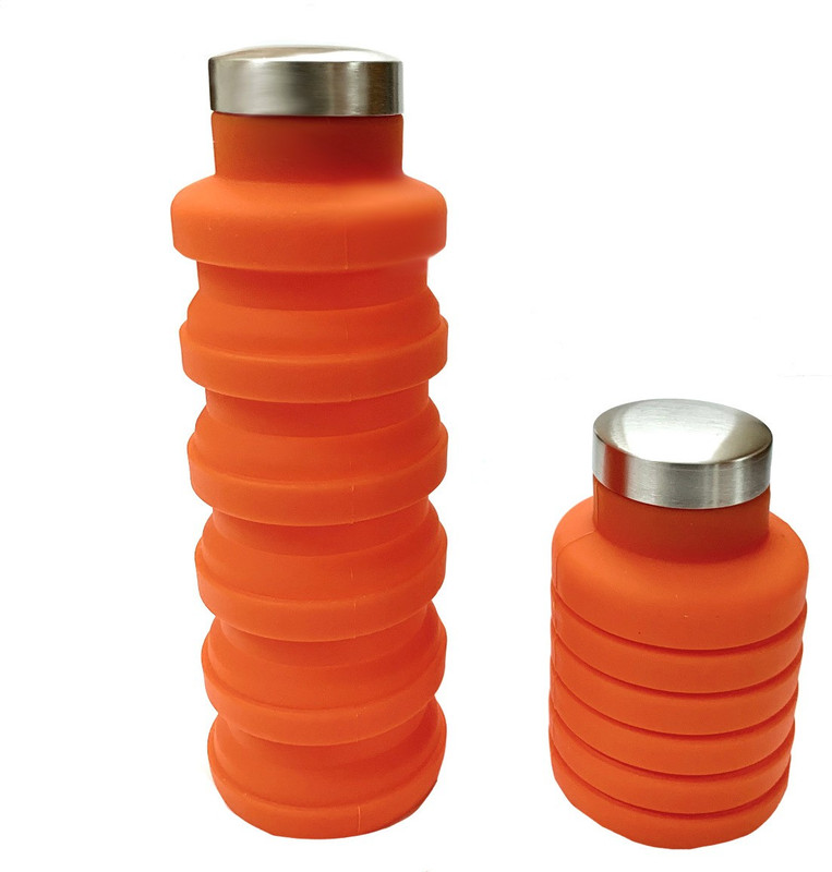 maverich niche Expandable and Foldable Light Weight Water Bottle 550 ml Bottle(Pack of 1, Orange)
