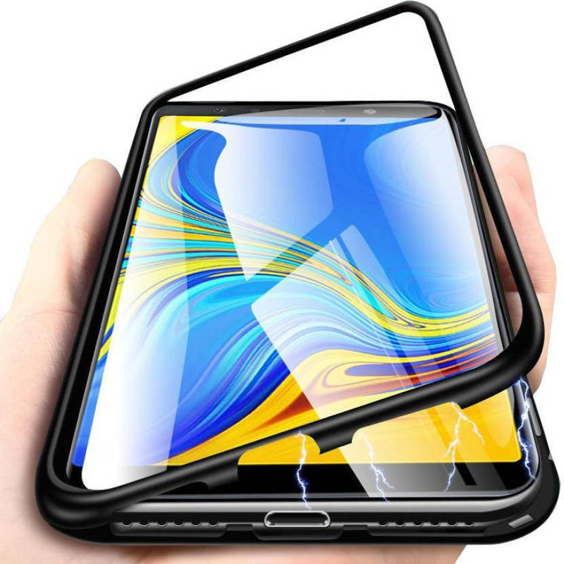 sprizar Back Cover for Samsung Galaxy Note 10 ,Magnetic Cover Metal Frame and Back Tempered Glass Magnetic (Black)(Black, Shock Proof)