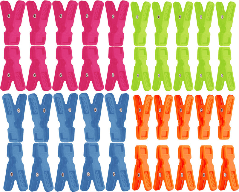 Somapa 40 Pcs Mix Color Plastic Cloth Hanging Clips Plastic Cloth Clips(Multicolor Pack of 40)