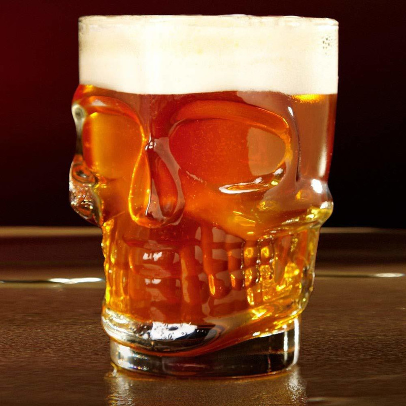 crom Skull Beer Mug 520 ML for Your Home Bar (Set of 2) Glass Set(Glass, 520 ml, Clear, Pack of 2)