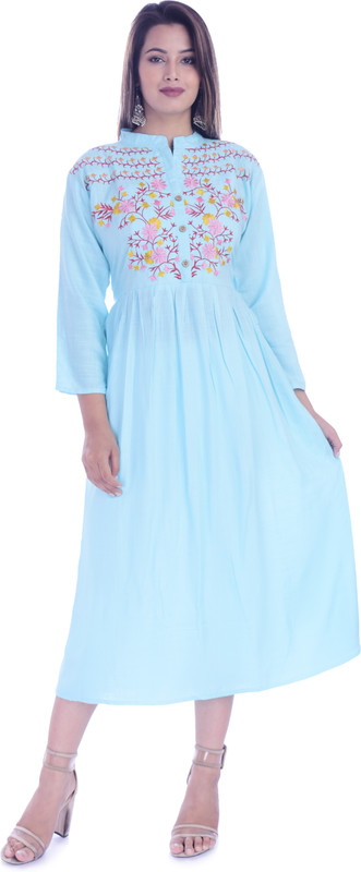 vinayak outfits Women Embroidered Anarkali Kurta(Light Blue)