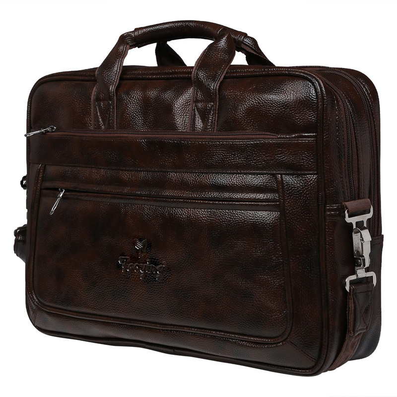 faoying bags 17.3 inch Expandable Laptop Messenger Bag(Brown)