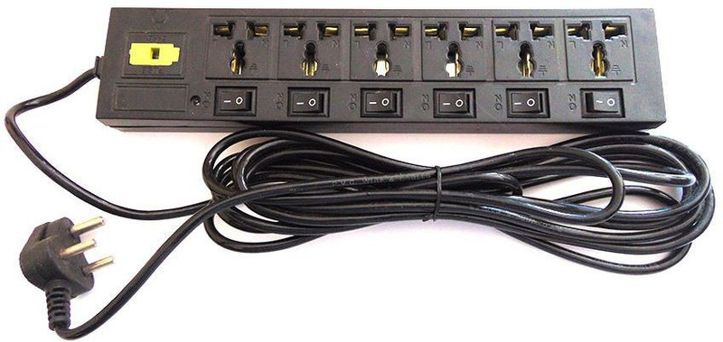 ambert Ambert|Switch Board 6 Sockets & 6 Switch 6 Socket Surge Protector(Black)