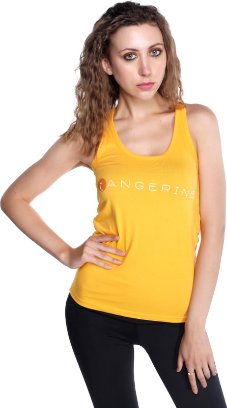tangerine world Casual Sleeveless Solid Women Yellow Top