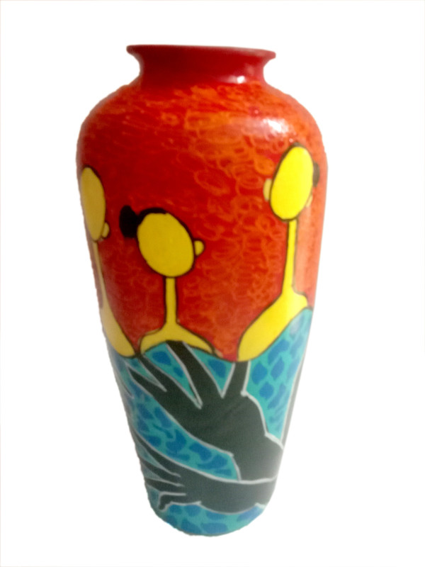 evonica Evonica Hand painted Decorative Terracotta clay Flower Vase for Home Decoration Handicraft Showpiece Terracotta Vase(10 inch, Multicolor)