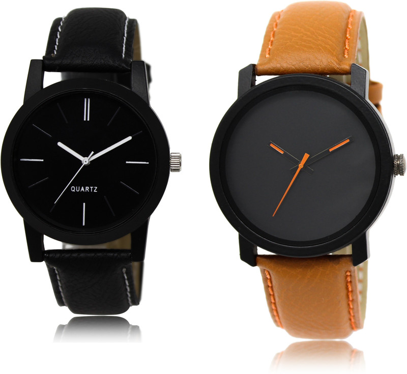 viratenterprise New latest stylish designer leather strap black and brown strap black dail sport watch combo of 2 Analog Watch VRT-07 for men and boys Analog Watch  - For Men