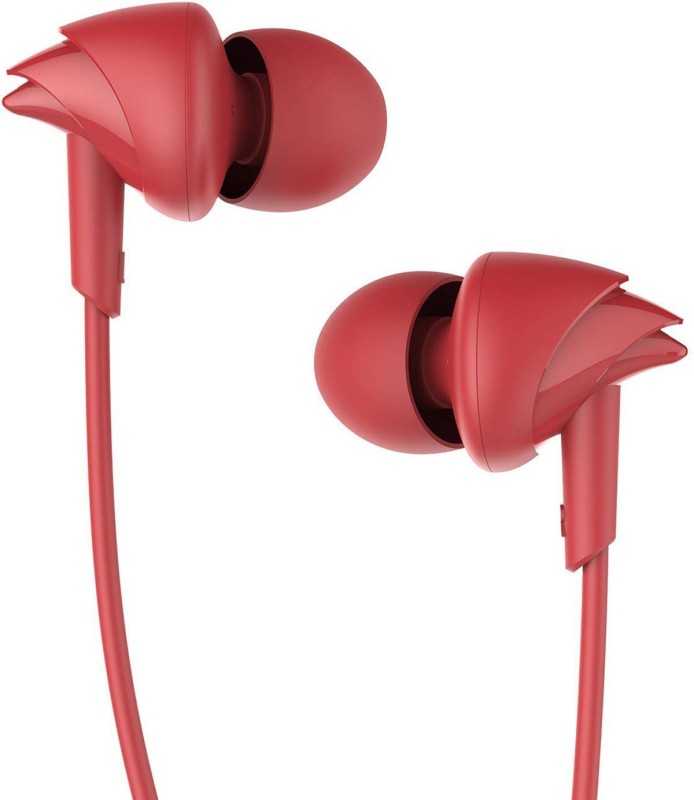 boAt BassHeads 100 Wired Headset with Mic(Furious Red, In the Ear)