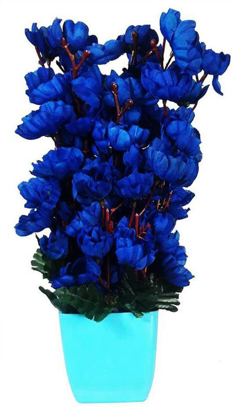blue penguin Blossom Orchid Bunch, Unique, Blue Orchids Artificial Flower  with Pot(12 inch, Pack of 1)