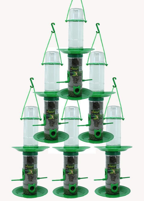 AMIJIVDAYA Small Double Decker Food Feeder for Birds Window Bird Feeder Bird Feeder(Green)