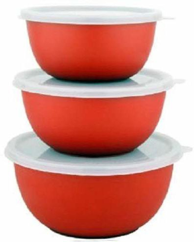 stupefying Ultimate Microwave Safe of 3 Cook & Serve Multi-Purpose (Multicolor, Pack of 3) Stainless Steel/Plastic Coated U-Bowl Stainless Steel Serving Bowl(Multicolor, Pack of 3)