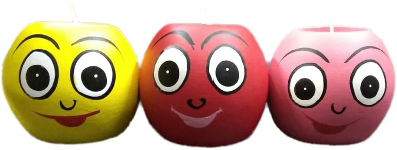 budsnbeau Smiley Hurricane Italian Style Hand Made Candle Holder with Candle Free | Set of 3 Candle Holder | 3 Candles Terracotta 3, 3 - Cup Tealight Holder Set(Red, Yellow, Pink, Pack of 3)