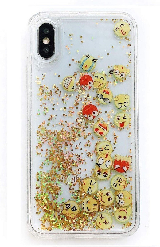 anjalicreations Back Cover for VIVO V15 PRO (NO SENSOR)(SILVER GLITTER INSIDE WITH PRINTED EMOJI STICKER ON THE COVER)