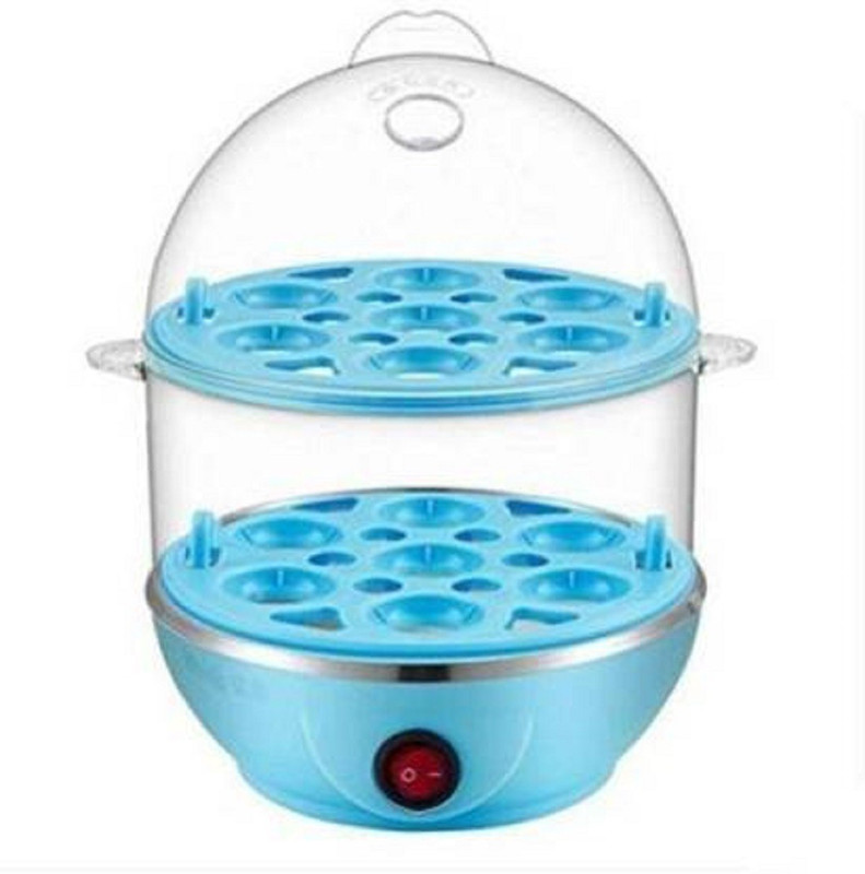 sck DOUBLE EGG BOILER Double Layer Boiler Steamer Egg Cooker(Blue, 14 Eggs)