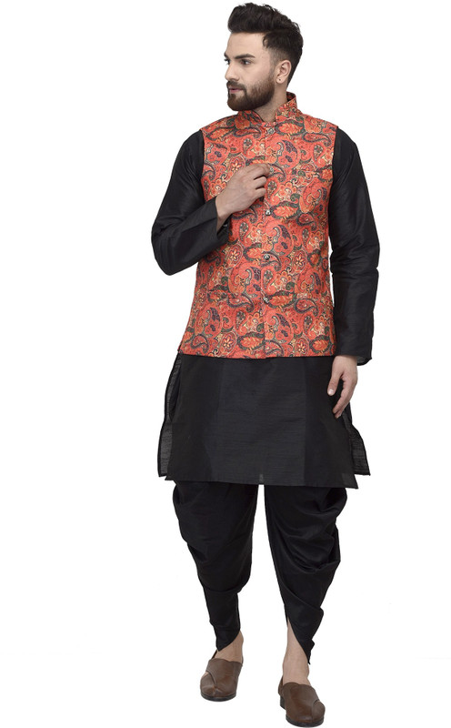 ABH LIFESTYLE Men Kurta, Waistcoat and Dhoti Pant Set