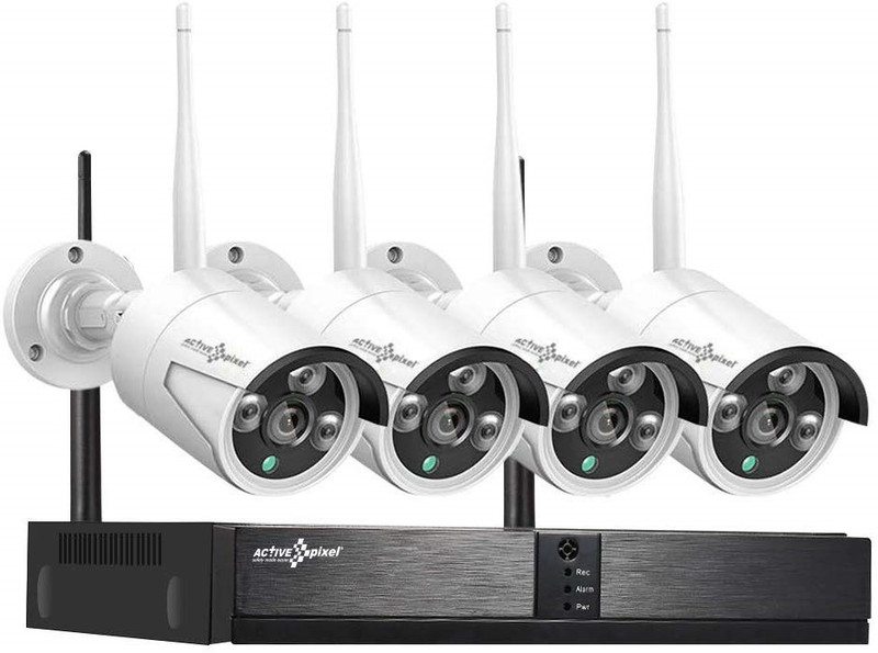 active pixel 1080P 2MP AUTO-Pair Wireless System 4 Channel HD WiFi NVR kit with 4X1080p HD Outdoor/Indoor Waterproof Wireless IP Security Cameras Security Camera(4 Channel)