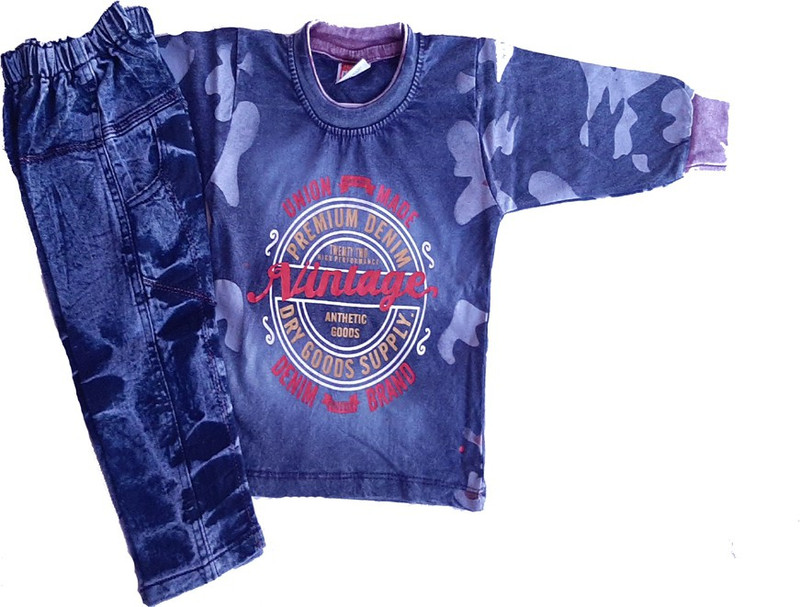 fashion pari Boys Party(Festive) T-shirt Jeans(Light Blue)