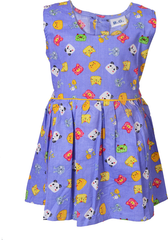 mitsy Girls Midi/Knee Length Casual Dress(Purple, Sleeveless)