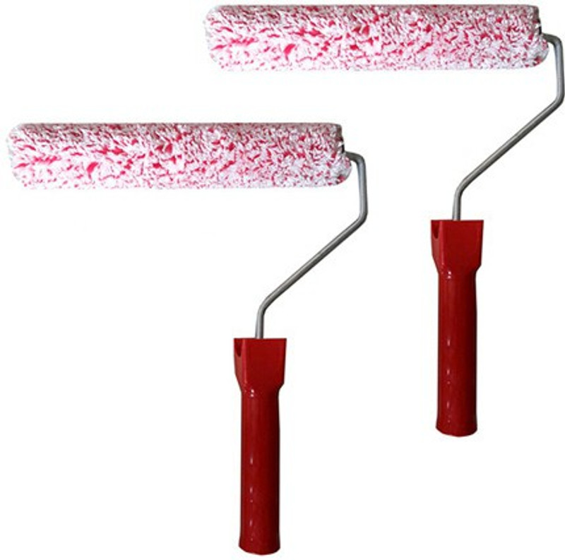 kubimart Plush Sleeve Cover Wall Paint Painting Brush Roller (Red, 9 Inch Length) x 2 Paint Roller(Pack of 2)