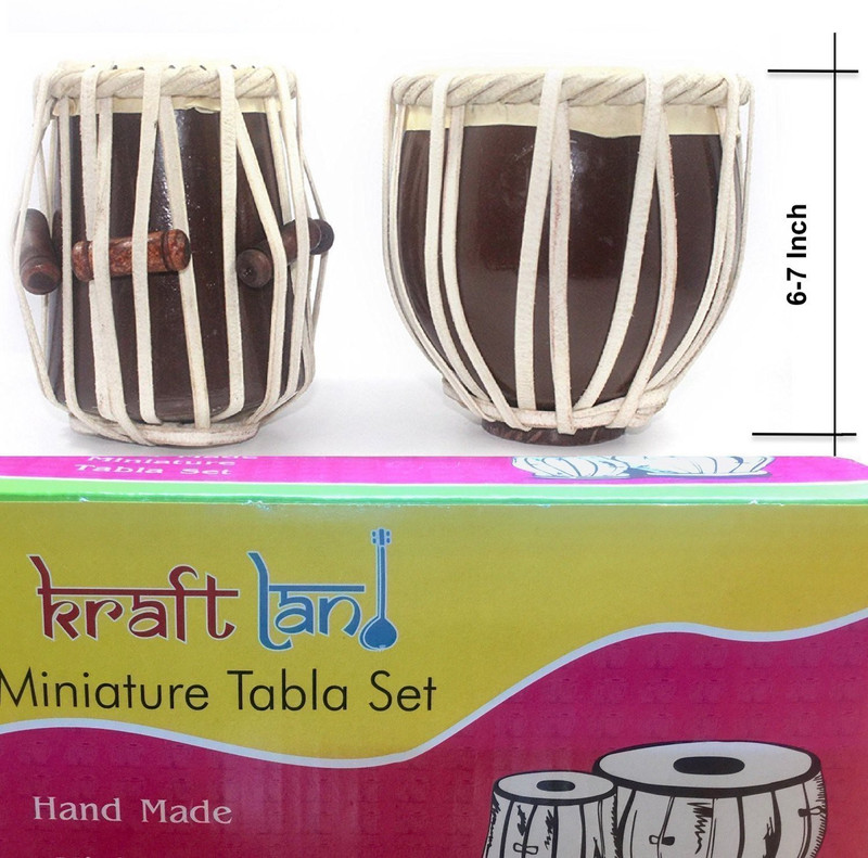 kraftland Hand Made Kids Tabla Set, Mini Tabla (6-INCH) Set with tabla Box Decorative Showpiece  -  20.7 cm(Wood, Multicolor)
