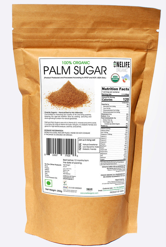 onelifeorganic Palm Sugar Sugar(500 g, Pack of 2)