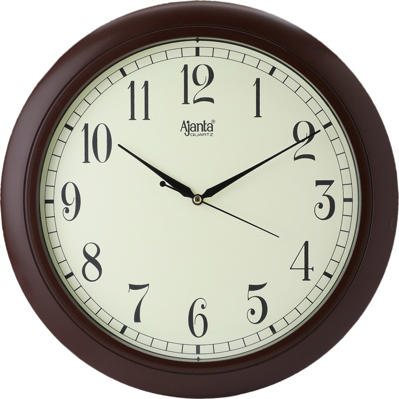 Ajanta Analog 31.3 cm X 31.3 cm Wall Clock(Brown, With Glass)